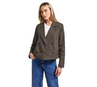 Kurzjacke STREET ONE, Damen, Gr. 44, nomad braun, Web, Stoff, Obermaterial: 69% Baumwolle, 31% Polyester; Futter: 100% Polyester, unifarben, casual, normal normal, V-Ausschnitt, Langarm abgesteppt, Ja