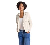 Kurzjacke STREET ONE, Damen, Gr. 44, beige (smooth sand beige), Stoff, Obermaterial: 77% Polyester, 19% Viskose, 4% Elasthan; Futter: 100% Polyester, unifarben, normal normal, V-Ausschnitt, abgesteppt