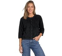 Cardigan STREET ONE, Damen, Gr. 40, schwarz, Grobstrick, 55% Polyester, 45% Baumwolle, unifarben, comfort fit normal, Rundhals, abgesteppt, Strickjacken, mit Rundhalsausschnitt (19747347-40) schwarz