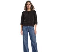 Cardigan STREET ONE, Damen, Gr. 44, braun (schwarz coffee), Grobstrick, 55% Polyester, 45% Baumwolle, unifarben, comfort fit normal, Rundhals, abgesteppt, Strickjacken, mit Rundhalsausschnitt (1732290