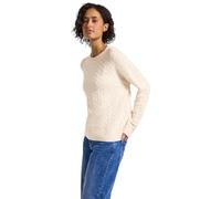 Strickpullover STREET ONE, Damen, Gr. 46, beige (soft beige), Web, 40% Baumwolle, 37% Polyacryl, 20% Nylon, 3% Elasthan, unifarben, casual, normal normal, Rundhals, Langarm Strickbündchen, Pullover, m