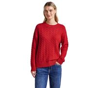Strickpullover STREET ONE, Damen, Gr. 44, rot (racing rot), Web, 40% Baumwolle, 37% Polyacryl, 20% Nylon, 3% Elasthan, unifarben, casual, normal normal, Rundhals, Langarm Strickbündchen, Pullover, mit