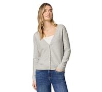 Cardigan STREET ONE, Damen, Gr. 46, pelican grau meliert, Web, 37% Baumwolle, 34% Polyacryl, 26% Polyester, 3% Elasthan, unifarben, normal normal, V-Ausschnitt, Rippbündchen, Strickjacken, mit V-Aussc
