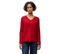 Strickpullover STREET ONE, Damen, Gr. 34, racing rot, Stoff, 50% Viskose, 28% Polyester, 22% Polyamid, unifarben, normal normal, V-Ausschnitt, Rippbündchen, Pullover Strickpullover, in Unifarbe (31727