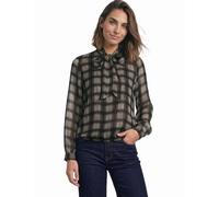 Langarmbluse STREET ONE, Damen, Gr. 38, schwarz (sanded amber), Chiffon, Oberstoff: 100% Polyester. Futter: 100% Modal, bedruckt, regular fit normal, Rundhals, Umschlagbund, Blusen, mit allover Print