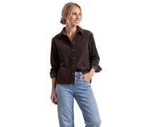 Langarmbluse STREET ONE, Damen, Gr. 42, braun (ruby vine), Web, 100% Baumwolle, unifarben, normal normal, V-Ausschnitt, abgesteppt, Blusen, in Cord-Optik (91983840-42) ruby vine
