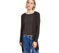 Cardigan STREET ONE, Damen, Gr. 46, espresso braun, Stoff, 91% Viskose, 9% Elasthan, unifarben, normal ca. Mitte Oberschenkel, ohne Ausschnitt, abgesteppt, Strickjacken, aus softer Viskose (30912233-4