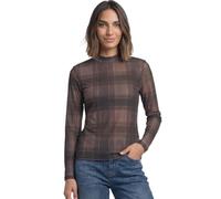Street One Damen Langarm Mesh-Shirt mit Rundhals und Print | sanded amber 42
