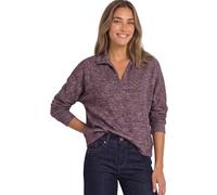 Langarmshirt STREET ONE, Damen, Gr. 44, lila (rustic rouge meliert), Stoff, 51% Polyester, 45% Viskose, 4% Elasthan, meliert, regular fit normal, ohne Ausschnitt, Bündchen, Shirts Langarmshirt, aus el