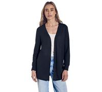 Cardigan STREET ONE, Damen, Gr. 36, blau (tiefblau), Stoff, 60% Viskose, 40% Polyester, unifarben, gerade Po-bedeckend, ohne Ausschnitt, Bündchen, Strickjacken, aus softem Materialmix (43468453-36) ti