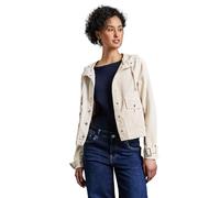 Jeansjacke STREET ONE, Damen, Gr. 44, light beige washed, Stoff, 52% Lyocell, 48% Baumwolle, unifarben, casual, comfort fit kurz, ohne Ausschnitt, Langarm Bündchen, Jacken, mit Kapuze mit Tunnelzugban