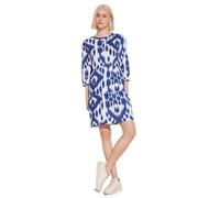 Street One Tunikakleid 100% Leinen mit Print gemustert Rundhals knielang Damen Blau Gr. 38
