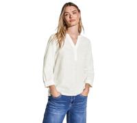 STREET ONE Damen A345391 Bluse in Unifarbe, Off White, 44