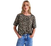 Street One Frauen Leinenmix Print-Blusenshirt in Schwarz, Gr: 40