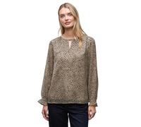 Langarmbluse STREET ONE, Damen, Gr. 36, sanded beige, Stoff, Obermaterial: 100% Polyester; Futter: 100% Modal, animal-print, klassisch normal, Rundhals, elastischer Bund, Blusen, mit Leomuster (854524