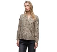 Street One Frauen Leo Split Neck Bluse in Beige, Gr: 38