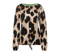 Street One Damen Materialmix-Shirt mit Print Savannah Sand 38 Runder Ausschnitt, Elastik Bund, T-Shirt