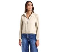 Kurzjacke STREET ONE, Damen, Gr. 40, silkstone weiß, Stoff, Obermaterial: 49% Polyester, 44% Viskose, 4% Elasthan, 3% Polyamid; Futter: 100% Polyester, unifarben, casual, normal normal, ohne Ausschnit