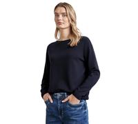 Strickpullover STREET ONE, Damen, Gr. 36, lila (deep tint blau), Stoff, 30% Polyester, 29% Polyacryl, 21% Viskose, 20% Nylon, unifarben, normal normal, U-Boot-Ausschnitt, Bündchen, Pullover Strickpull