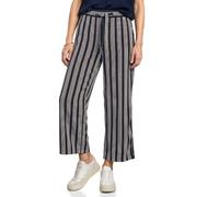 Stoffhose STREET ONE, Damen, Gr. 46, Länge 30, blau (schwarzest blau), Stoff, 100% Viskose, gestreift, loose fit lang, Hosen Stoffhose, im Streifendesign (93358309-46) schwarzest blau