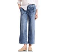 Weite Jeans STREET ONE "Style Emee", Damen, Gr. 29, Länge 26, mid blau striped wash, Denim/Jeans, Obermaterial: 90% Baumwolle, 8% Polyester, 2% Elasthan, unifarben, loose fit knöchelfrei, Jeans, mit S