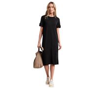 Jerseykleid STREET ONE, Damen, Gr. 34, EURO-Größen, schwarz, Jersey, 70% Polyester, 25% Viskose, 5% Elasthan, unifarben, normal wadenlang, Rundhals, Bündchen, Kleider Jerseykleid, mit Rundhalsausschni