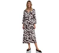 Street One Frauen Midi-Kleid mit Split Neck und Print in Braun, Gr: 44
