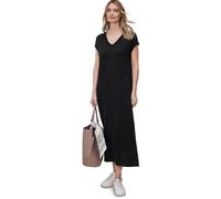 Midikleid STREET ONE, Damen, Gr. 36, EURO-Größen, schwarz, Stoff, 78% Viskose, 17% Polyester, 5% Elasthan, unifarben, normal wadenlang, V-Ausschnitt, abgesteppt, Kleider Midikleid, soft und trageangen