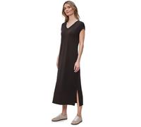 Midikleid STREET ONE, Damen, Gr. 42, EURO-Größen, espresso braun, Stoff, 78% Viskose, 17% Polyester, 5% Elasthan, unifarben, normal wadenlang, V-Ausschnitt, abgesteppt, Kleider Midikleid, soft und tra