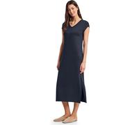 Midikleid STREET ONE, Damen, Gr. 44, EURO-Größen, shadowed navy, Stoff, 78% Viskose, 17% Polyester, 5% Elasthan, unifarben, normal wadenlang, V-Ausschnitt, abgesteppt, Kleider Midikleid, soft und trag