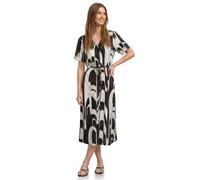 Maxikleid STREET ONE, Damen, Gr. 42, EURO-Größen, schwarz-weiß (espresso braun), Stoff, 100% Viskose, gemustert, normal knöchelfrei, V-Ausschnitt, abgesteppt, Kleider Maxikleid, aus Viskose (85168505-
