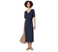 Midikleid STREET ONE, Damen, Gr. 46, EURO-Größen, shadowed navy, Stoff, 95% Viskose, 5% Elasthan, unifarben, normal Midi, V-Ausschnitt, abgesteppt, Kleider Midikleid, aus Viskose (92489907-46) shadowe