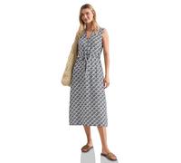 Midikleid STREET ONE, Damen, Gr. 42, EURO-Größen, blau (shadowed navy), Stoff, 100% Viskose, bedruckt, comfort fit wadenlang, Rundhals, abgesteppt, Kleider Midikleid, aus Viskose (70292603-42) shadowe