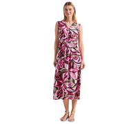 Midikleid STREET ONE, Damen, Gr. 36, EURO-Größen, bunt (magenta dream), Stoff, 100% Viskose, geblümt, comfort fit wadenlang, Rundhals, abgesteppt, Kleider Midikleid, aus Viskose (53163968-36) magenta