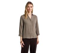Hemdbluse STREET ONE, Damen, Gr. 46, braun (bark braun), Web, 100% Baumwolle, unifarben, normal normal, V-Ausschnitt, Bündchen, Blusen, aus reiner Baumwolle (95459134-46) bark braun