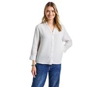 Hemdbluse STREET ONE, Damen, Gr. 46, weiß, Web, 100% Baumwolle, unifarben, normal normal, V-Ausschnitt, Bündchen, Blusen Hemdbluse, aus reiner Baumwolle (81671211-46) weiß
