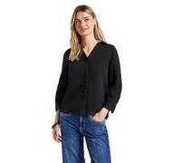 Hemdbluse STREET ONE, Damen, Gr. 38, schwarz, Web, 100% Baumwolle, unifarben, normal normal, V-Ausschnitt, Bündchen, Blusen Hemdbluse, aus reiner Baumwolle (86531021-38) schwarz