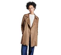 Trenchcoat STREET ONE, Damen, Gr. 46, braun (creamy braun), Stoff, 94% Polyester, 6% Elasthan, unifarben, casual, normal lang, V-Ausschnitt, Langarm Bündchen, Mäntel, aus elastischem Materialmix (2199