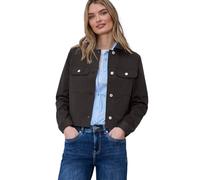 Kurzjacke STREET ONE, Damen, Gr. 40, espresso braun, Web, 70% Baumwolle, 27% Viskose, 3% Elasthan, unifarben, normal normal, V-Ausschnitt, Bündchen, Jacken Kurzjacke, mit Brusttaschen und Knopfleiste