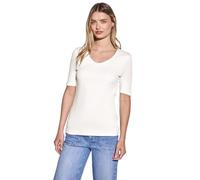 Street One Damen T-Shirt A317665 – Basic, V-Ausschnitt, 50% Baumwolle/50% Modal – Off White, Gr. 42