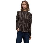 Print-Shirt STREET ONE, Damen, Gr. 42, schwarzest braun, Jersey, Obermaterial: 63% Polyester, 34% Viskose, 3% Elasthan, bedruckt, normal hüftbedeckend, Rundhals, Shirts (45191627-42) schwarzest braun