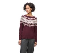 Rundhalspullover STREET ONE, Damen, Gr. 46, wildberry rot, Web, 37% Baumwolle, 34% Polyacryl, 26% Polyester, 3% Elasthan, gemustert, normal normal, Rundhals, Rippbündchen, Pullover Rundhalspullover, a