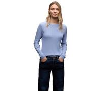 Rundhalspullover STREET ONE, Damen, Gr. 36, frosted blau meliert, Stoff, 60% Viskose, 40% Baumwolle, unifarben, normal normal, Rundhals, gerader Abschluss, Pullover Rundhalspullover, im soften Baumwol
