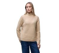 Rollkragenpullover STREET ONE, Damen, Gr. 46, sanded beige, Web, 34% Baumwolle, 34% Polyacryl, 29% Polyester, 3% Elasthan, unifarben, normal normal, hoch geschlossener Ausschnitt, Rippbündchen, Pullov