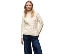 Rollkragenpullover STREET ONE, Damen, Gr. 46, soft beige, Strick, Obermaterial: 51% Viskose, 30% Polyester, 19% Nylon, Zopfmuster, regular fit normal, ohne Ausschnitt, Rippbündchen, Pullover, mit Zopf