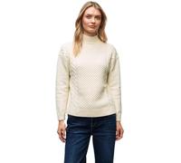 Strickpullover STREET ONE, Damen, Gr. 46, soft beige, Web, 34% Baumwolle, 34% Polyacryl, 29% Polyester, 3% Elasthan, Strukturmuster, comfort fit normal, Rundhals, Bündchen, Pullover Strickpullover, mi