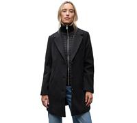 Wollmantel STREET ONE, Damen, Gr. 44, obsidian blau, Stoff, Obermaterial: 90% Polyester, 10% Viskose; Futter: 100% Polyester; Inlay: 100% Polyester, unifarben, comfort fit normal, V-Ausschnitt, normal