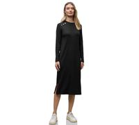Midikleid STREET ONE, Damen, Gr. 38, EURO-Größen, schwarz, Stoff, 63% Polyester, 34% Viskose, 3% Elasthan, unifarben, normal wadenlang, Rundhals, abgesteppt, Kleider Midikleid, in Unifarbe (33450164-3
