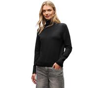 Rollkragenpullover STREET ONE, Damen, Gr. 34, schwarz, Stoff, 71% Viskose, 29% Nylon, unifarben, comfort fit normal, hoch geschlossener Ausschnitt, Bündchen, Pullover, mit Strick-Struktur (37507668-34