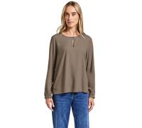 Langarmbluse STREET ONE, Damen, Gr. 34, braun (bark braun), Stoff, 100% Viskose, unifarben, normal normal, Rundhals, Bündchen, Blusen, aus softer Viskose (82076418-34) bark braun